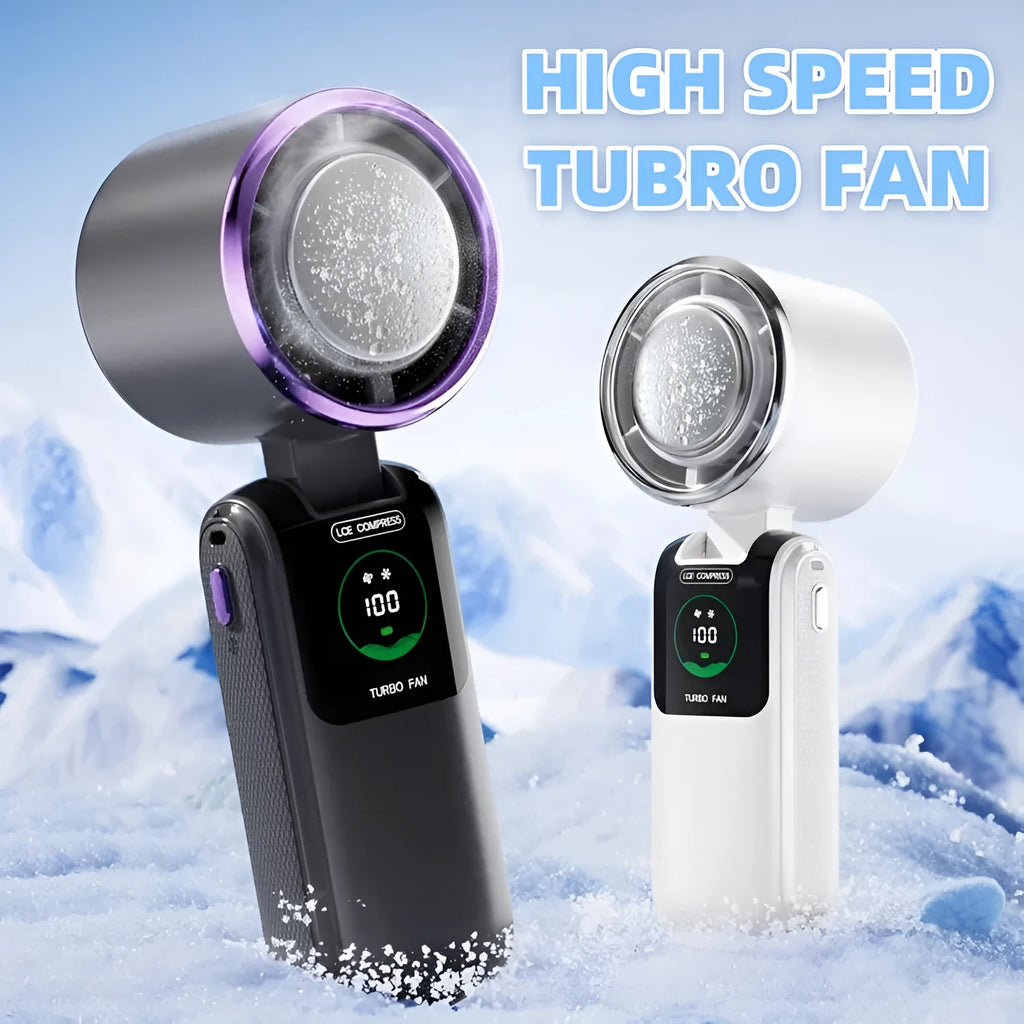 A portable neck fan with a USB port and adjustable speed settings, shown in a choice of colours.