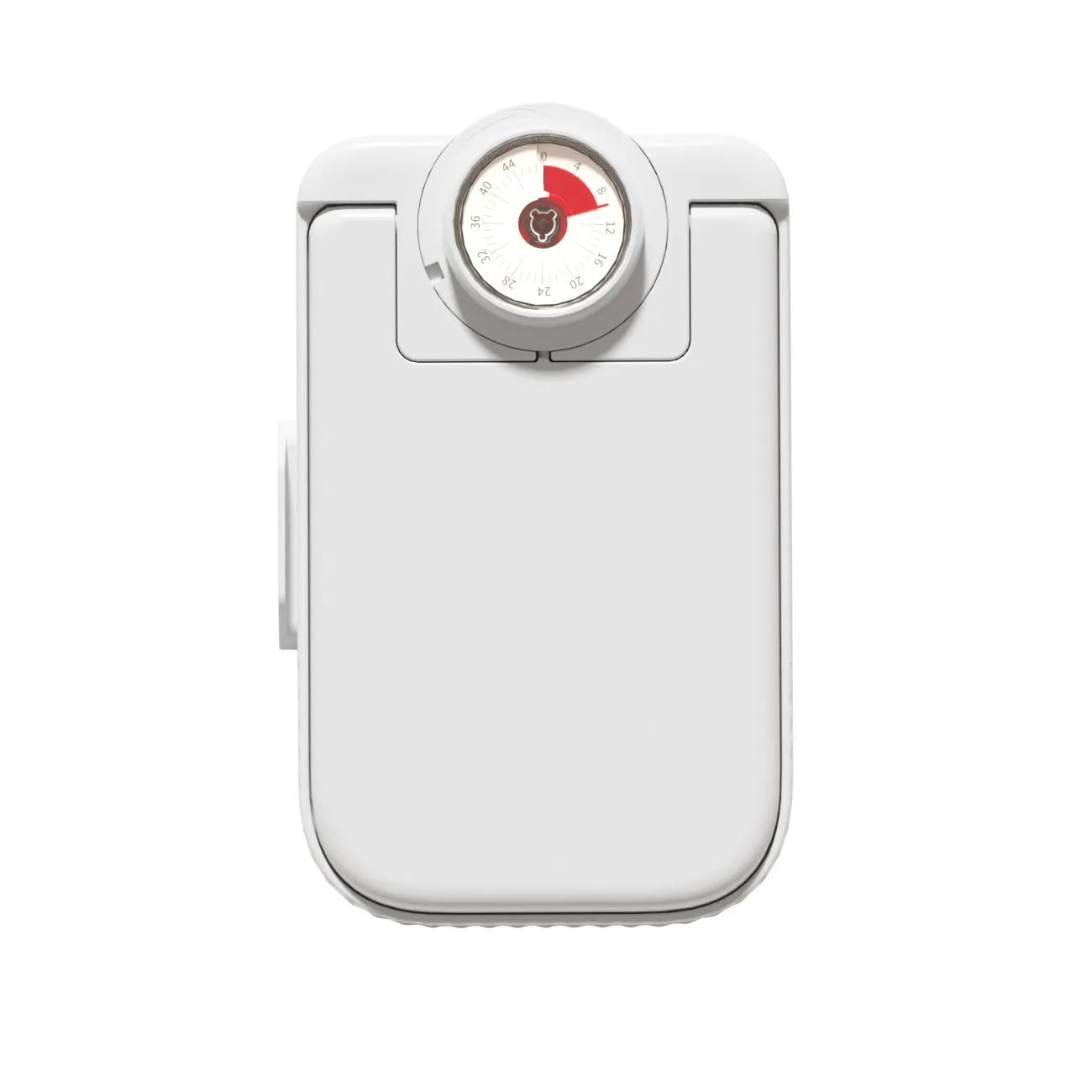 White automated pet feeder with timer display and a removable ice crystal cooling box underneath.