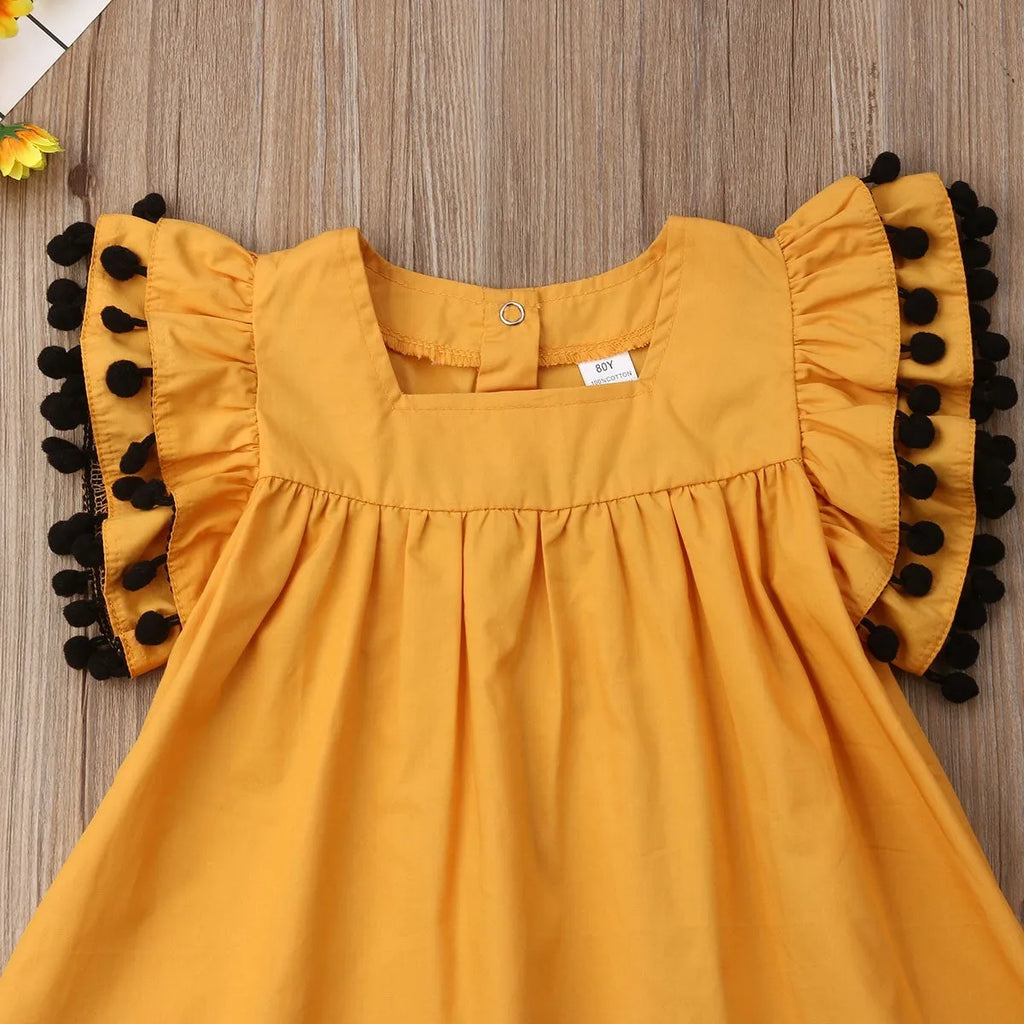 Orange sleeveless girls' dress in sizes 12M 2T 3T 4T 5T for children and newborn clothing