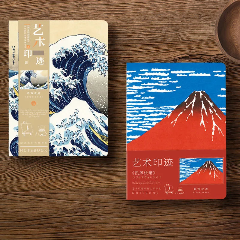 Ukiyo-e retro artist ledger with Kanagawa surfing cover, 13.2cm x 18.3cm size, and 100g Daolin paper for sketching