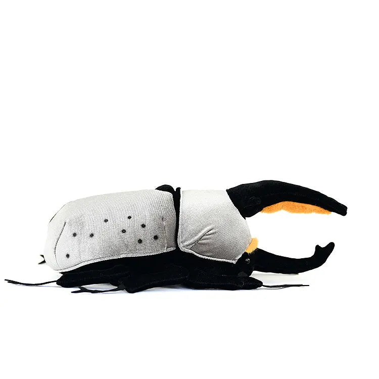 White worm plush toy doll in black, 23cm mouth-to-tail, Korean velvet fabric, PP cotton and rubber granules