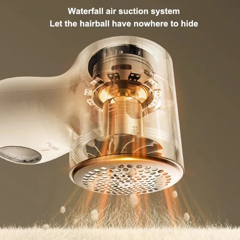 White electric fabric lint remover with LED display and USB charging port