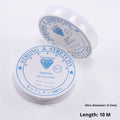 Transparent white elastic cord spool with diameter options 0.4mm to 1mm for DIY ornament and jewellery crafting