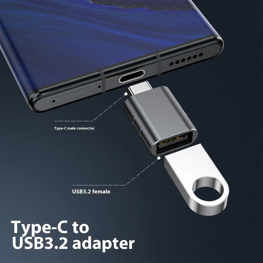 USB data and charging converter adapter with zinc alloy shell in multiple colour options.