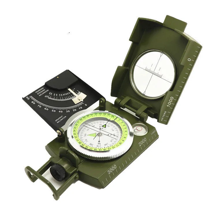 K4074 high-precision professional metal outdoor compass with hanging rope and ring.