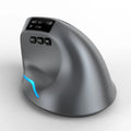 Gray vertical ergonomic wireless mouse with Bluetooth connectivity and self-charging capability