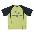 Men's blue hip hop letter print t-shirt with raglan sleeves, loose fit, on a hanger