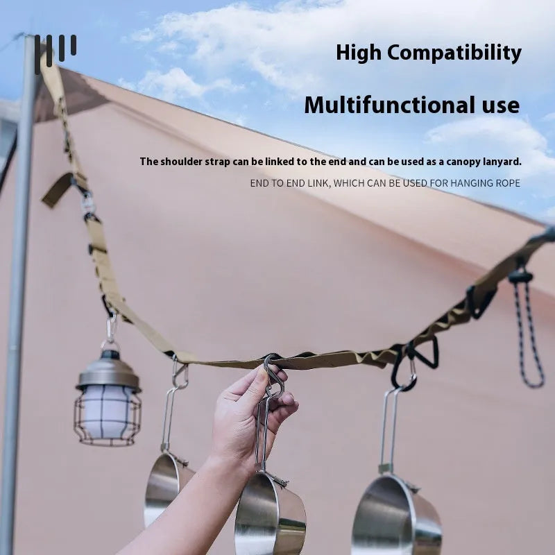 Black outdoor rope clothesline storage belt stretched to 130cm length for hanging clothing