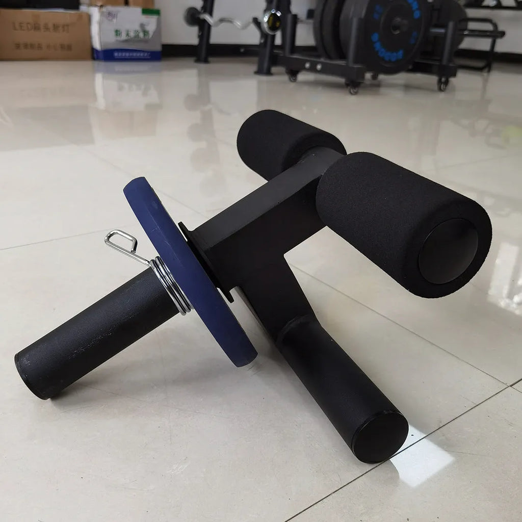 Black steel plate inner calf muscle trainer, 36 x 21.5 x 38.5 cm, for home gym leg workouts
