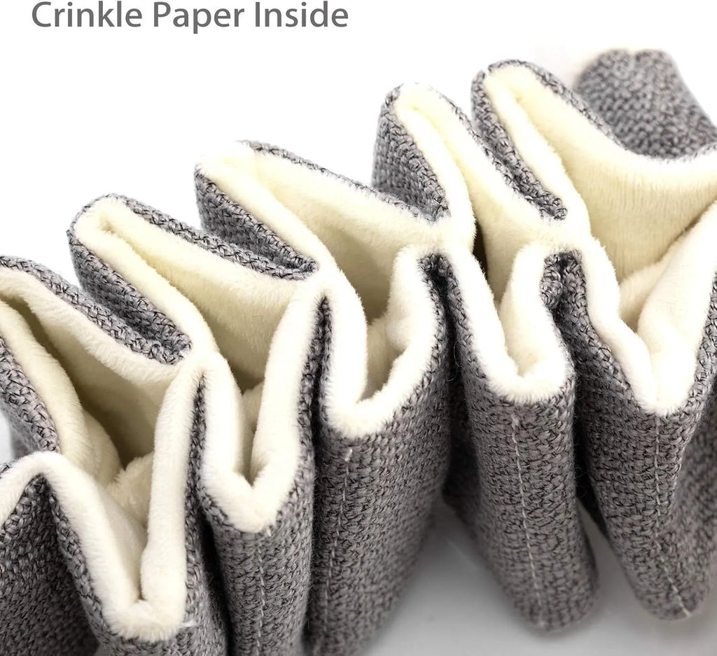 Gray koala-shaped dog toy measuring 30cm with crinkle paper inside and rope reinforcement for durability