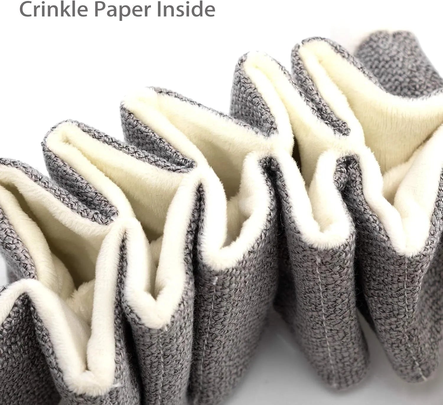 Gray koala-shaped dog toy measuring 30cm with crinkle paper inside and rope reinforcement for durability