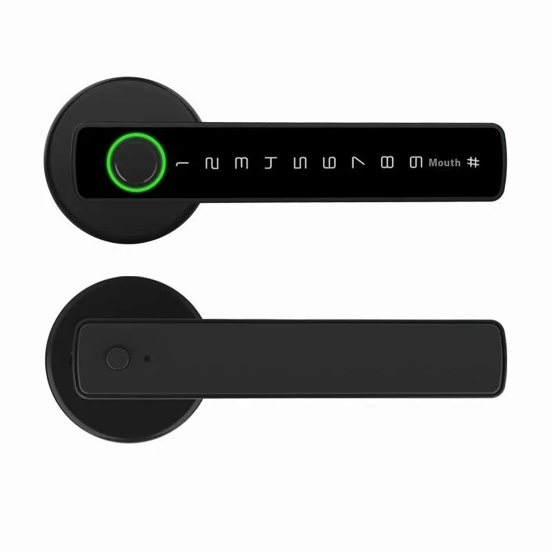 Single handle indoor wooden door smart lock with fingerprint sensor and keypad