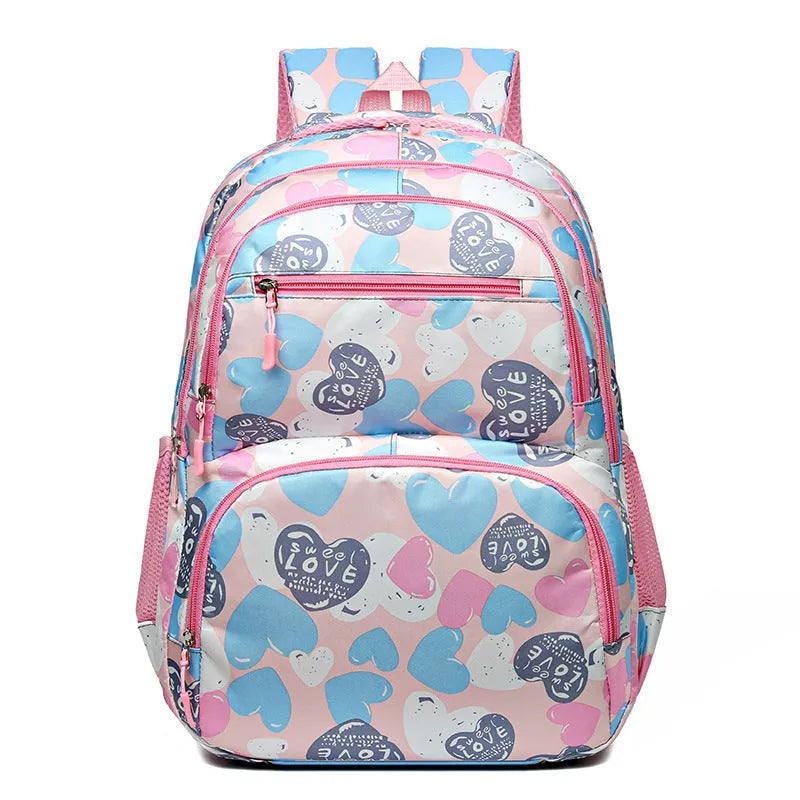 Student backpack with air pillow shoulder straps showing blue colour option and main compartment open