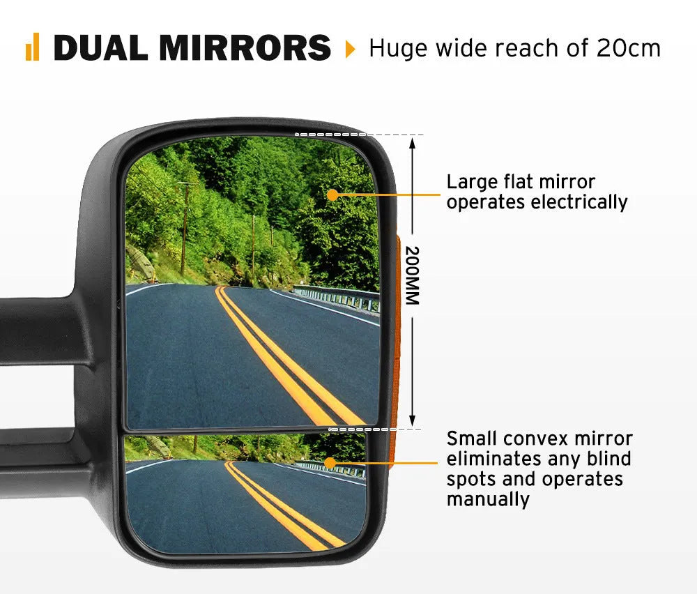 Black electric exterior rear view mirror for Nissan NP300 D23 2015-on models