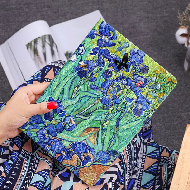 Handmade liquid silicone flip protective case for iPad with floral design and magnetic closure
