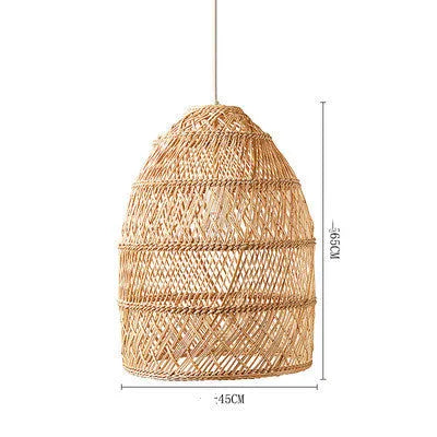Hand-woven rattan chandelier with straw willow lampshade, ceiling light for 15-30 sqm rooms, brown and grey options