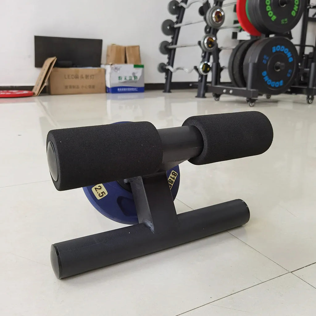 Black steel plate inner calf muscle trainer, 36 x 21.5 x 38.5 cm, for home gym leg workouts