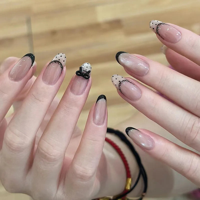 Sweet Girl Wearing Fake Nails press-on sets in random colours for easy application
