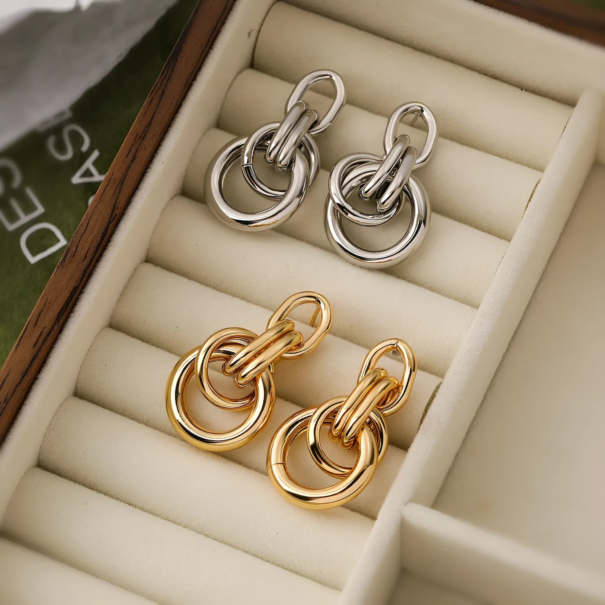 Gold geometric irregular-shaped earrings for women made from copper material
