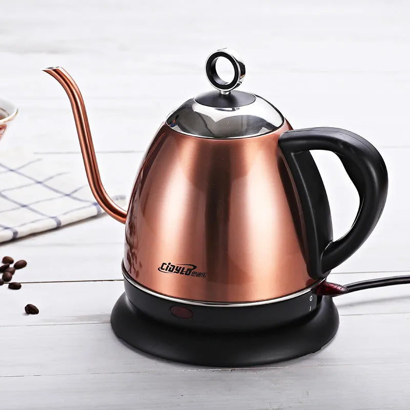 Automatic constant temperature stainless steel kettle in white, yellow, or gold with 1L capacity and touch controls
