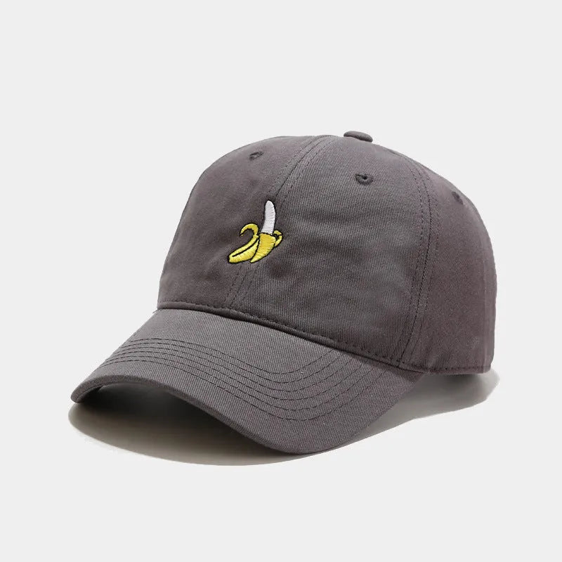 Adjustable baseball cap with banana embroidery in various colours