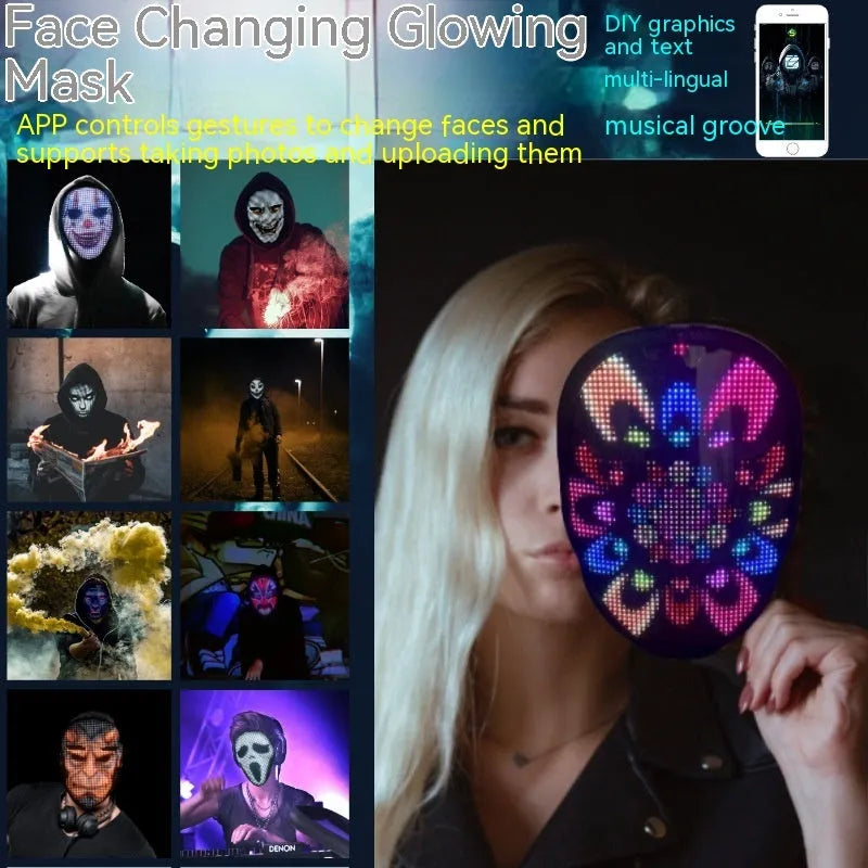 Avengers-themed LED luminous face mask with full colour changing display and gesture control