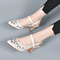 Fashion pointed toe sandals in red with backless design and hollowed toe box