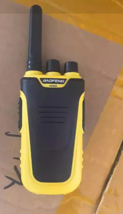 Red and yellow wireless intercom devices showing 95mm height with call buttons and USB charging port