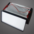 A pair of black plastic LED licence plate light bars for trucks on a white background.