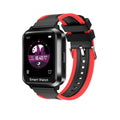Black smart bracelet with touch screen displaying time and Bluetooth call icon on a wrist.