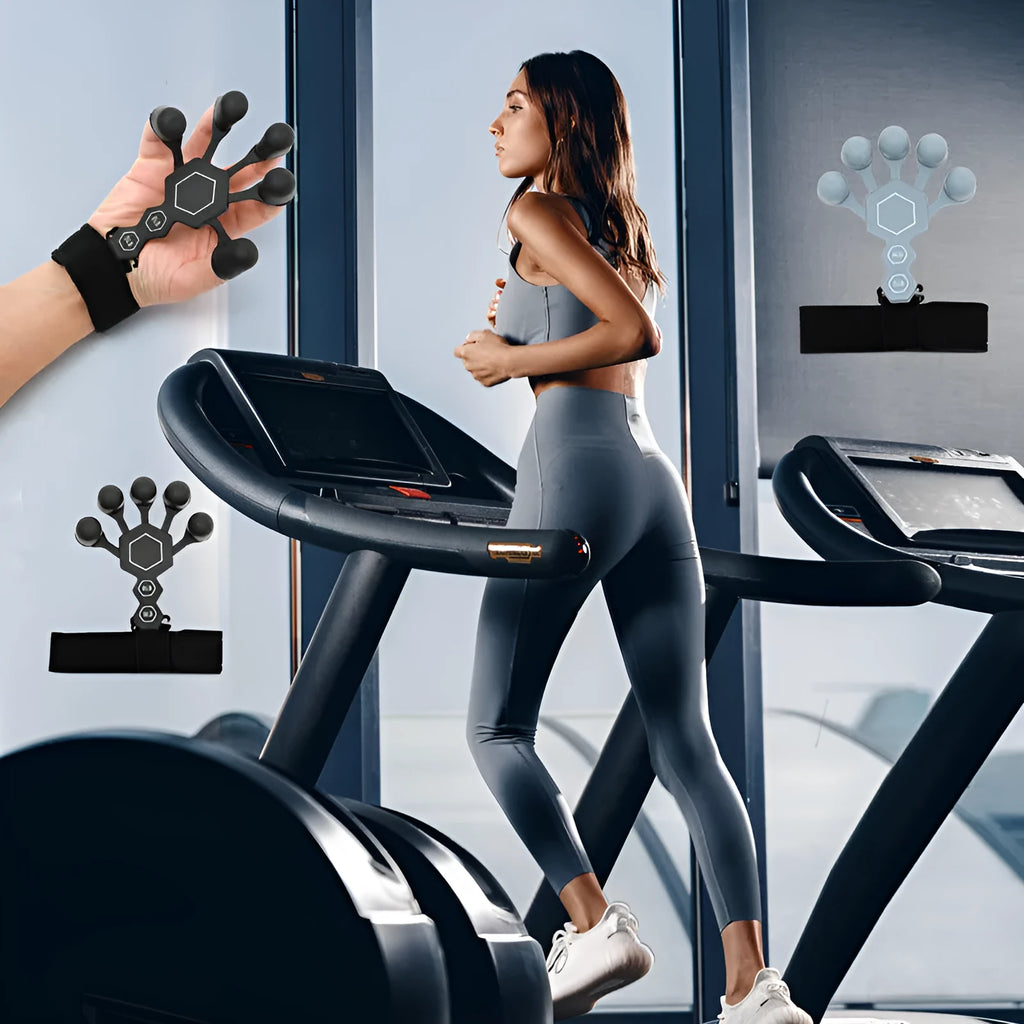 Silicone 5-finger hand rehabilitation trainer for adults in black or grey colour