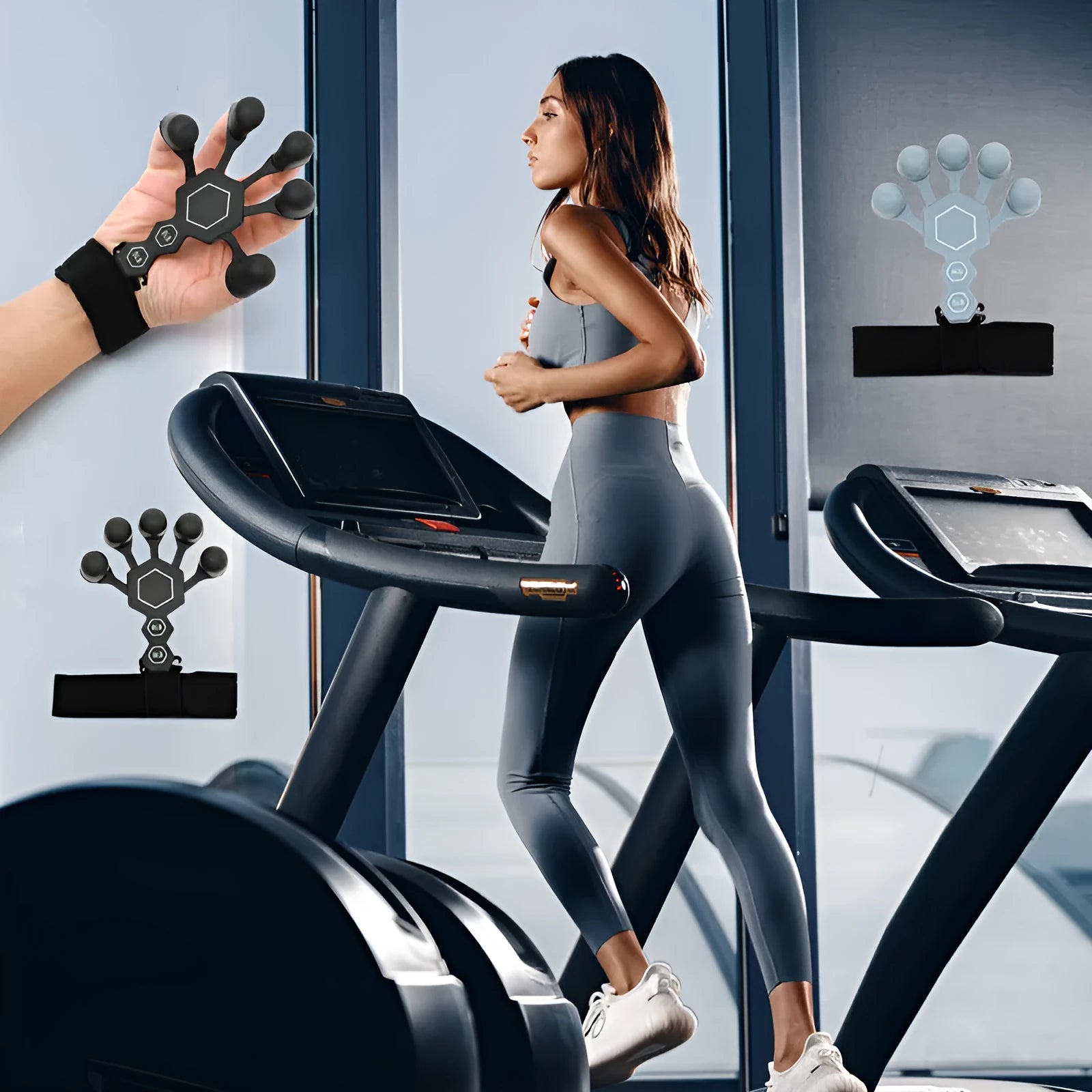 Silicone 5-finger hand rehabilitation trainer for adults in black or grey colour