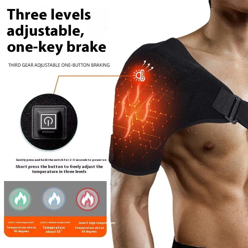 Electric heating USB shoulder pad showing padded design and USB connection for adjustable warmth