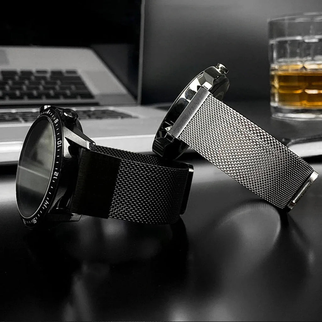 Stainless steel card strap for Garmin Fenix watches in silver, black, gold, rose gold with 20mm 22mm 26mm widths