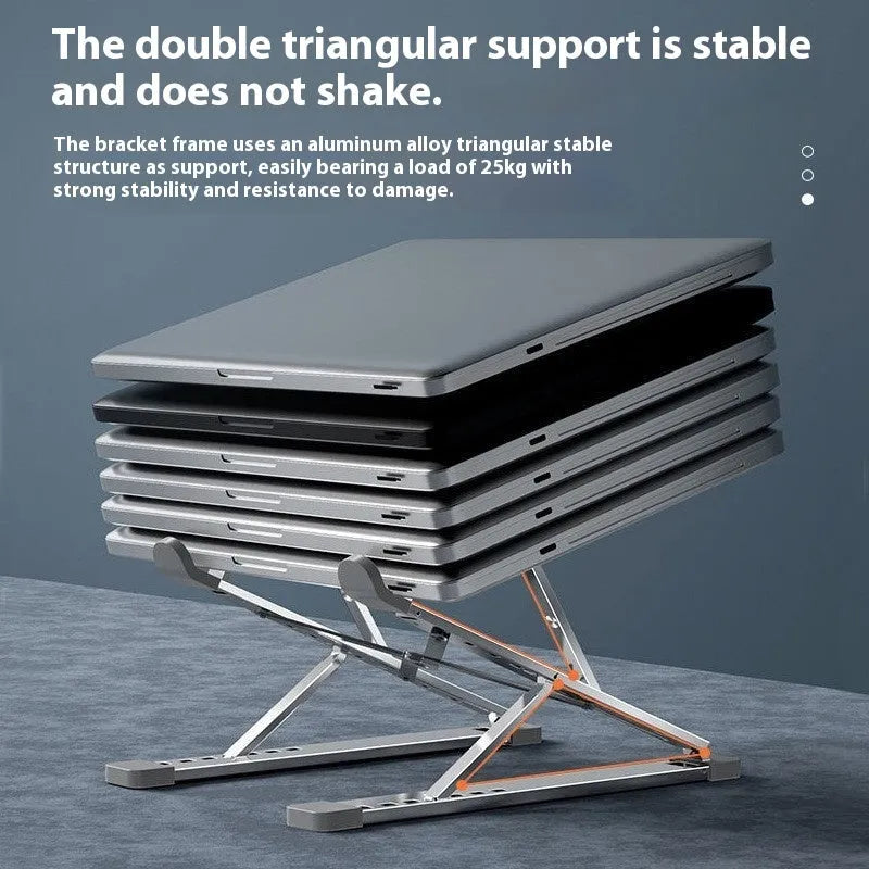 N8 folding computer stand, double-layer aluminium alloy riser with silicone pads, 29 x 5 x 3.5 cm, black grey or silver