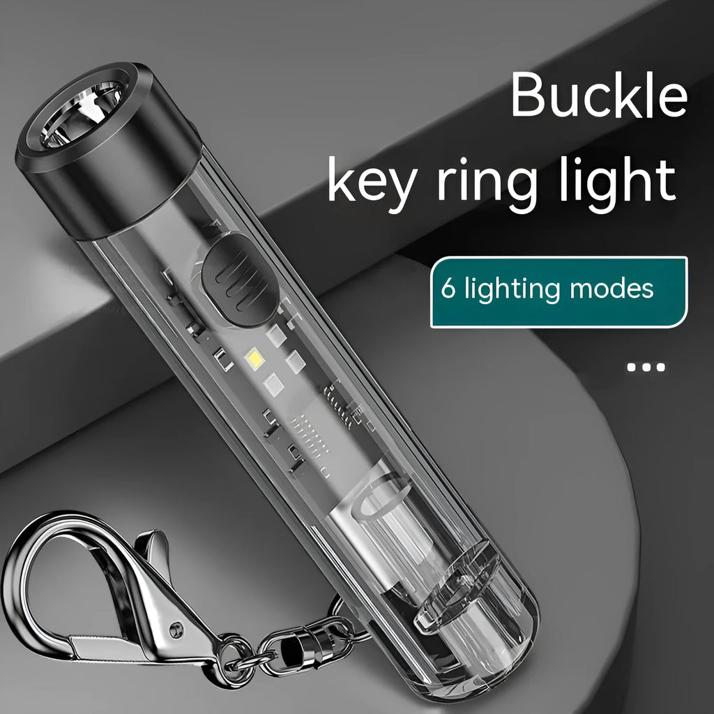 Black portable USB rechargeable outdoor flashlight with charging cable.