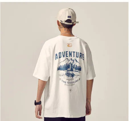 Men's loose fit plus size short-sleeved t-shirt in black, dark grey and white.