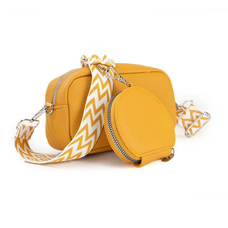Women's soft PU crossbody bag in horizontal square shape with single shoulder strap