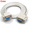 Female to female DB9 RS232 serial cable with milky white jacket and 1.5m length