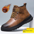 Black Martin high-top platform boots with velvet accents and a thick rubber sole on a neutral background