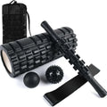 Black fitness foam roller with 33cm massage bar set for health massage and muscle relief