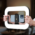 Mobile phone fill-in light with rechargeable holder and metallic desktop bracket for outdoor shooting