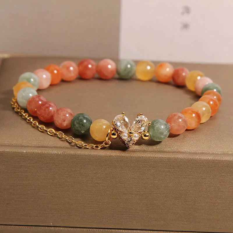 Fu Lu Shou crystal bracelet for women with V-shaped zircon design and cartoon styling