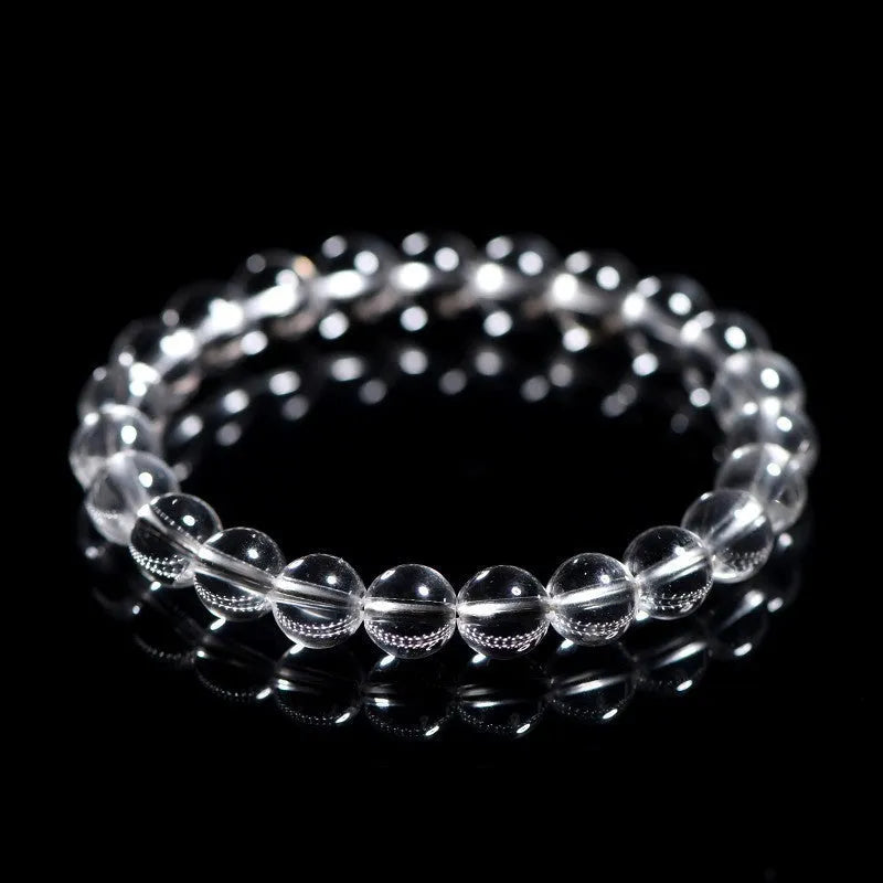 Natural Donghai Old Materials White Water Round Beads Crystal Bracelet with Old Mine white crystal beads in a single circle design