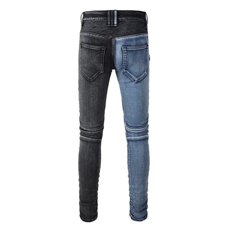 Men's slim fit skinny jeans, mid waist, stretch cotton, tight leg, sizes 28 to 40, colours 1052 and 1053.