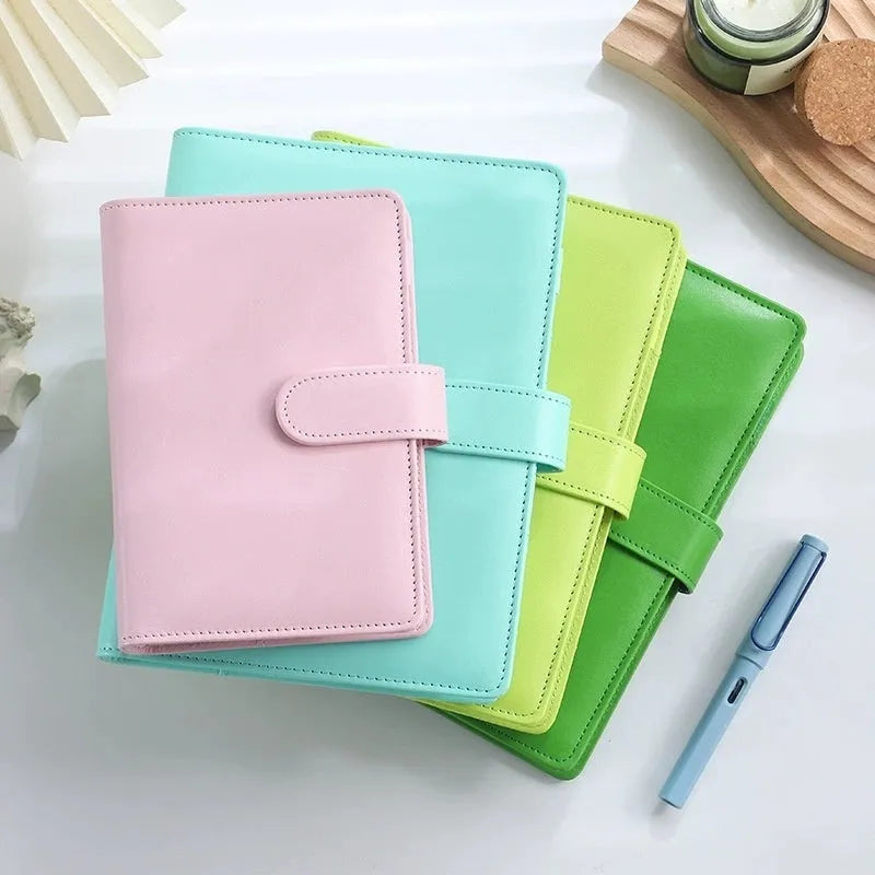 Solid colour A5 notebook shell in various colours showing PU leather texture and zipper closure