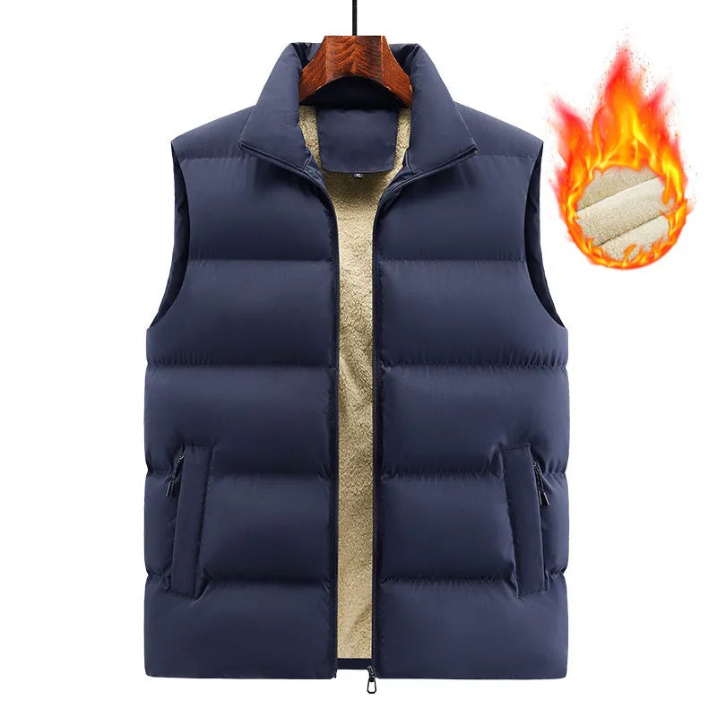 Men's striped lambswool vest in black, dark blue, or red colours for autumn and winter wear