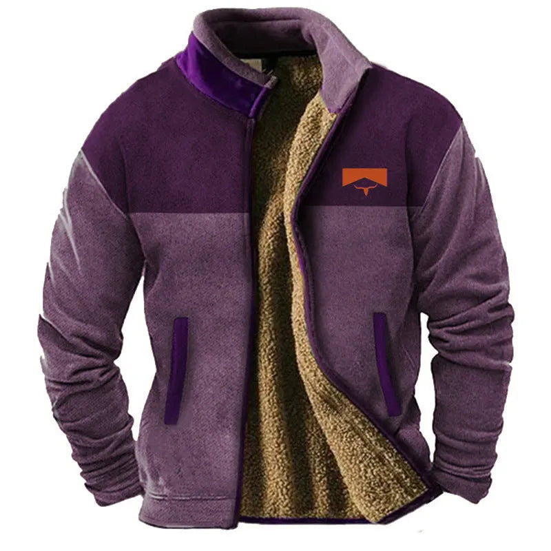 Men's green fleece padded coat with regular fit and polyester fibre insulation