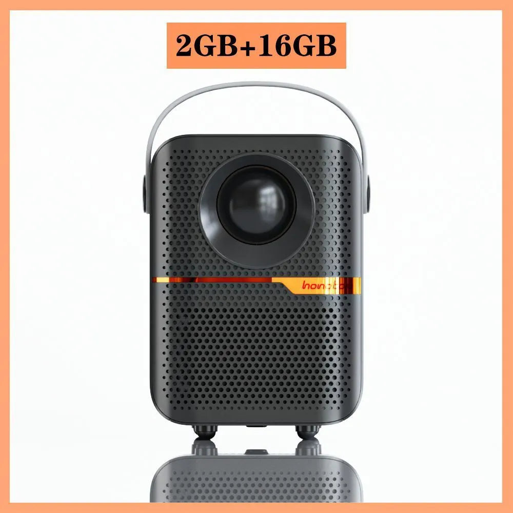 P10 portable Android LCD projector in black or white, showing a 720p display for home cinema.