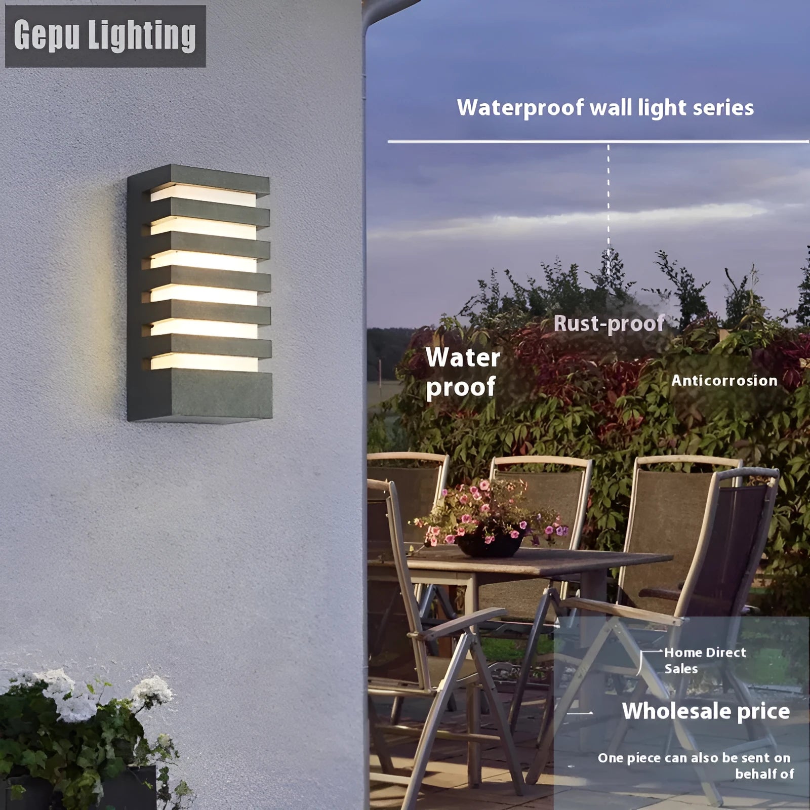 Modern minimalist layered aluminium outdoor wall lamp mounted on a wall.